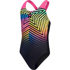 Black Bathing Suits Speedo Kid's Digital Placement Splashback Swimsuit - Black/Yellow