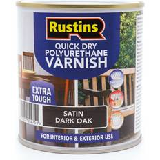 Paint Rustins Quick Drying Polyurethane Varnish Satin Dark Oak 1 Ltr Yellow