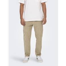 Fløjl - Herre Bukser Only & Sons Beige og tapered fløjlsbukser-Neutral