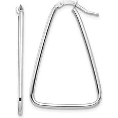 Finest Gold 14K 1.5 mm White Polished Triangle Dangle Hoop Earrings