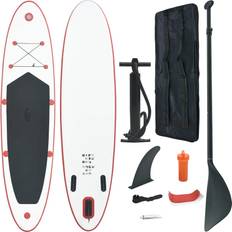 Bon_marché Ensembles SUP vidaXL Ensemble de Planches SUP Gonflables Planche à Rame Pagaie Surf Increvable et Résistant aux UV Hommes Adulte Extérieur Rouge et Blanc