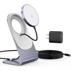 Chronus Wireless Charger, Mag-Safe Charger 20W USB C Adapter, Fast Wireless Charging Stand/Pad with 5ft Cable for iPhone 15/14/13/12 Series(Gray)