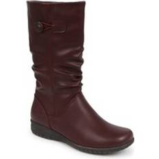 Red High Boots Pavers Flat Slouch Boots Burgundy