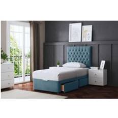 Blue Beds DS Living Seraphine Metallic Blue 2 Draw Divan Bed with Headboard - Super King