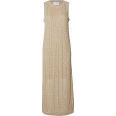 Dam - Hampa Kläder Selected Femme Stickad Maxiklänning Beige
