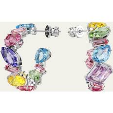 Swarovski Earrings Swarovski Gema Rhodium-Plated Mix-Cut Multicolor Hoop Earrings