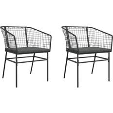 vidaXL Havestole 2 Stk Med Hynder Polyrattan Sort