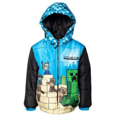 Minecraft Children's Clothing Minecraft Boys Creeper Steve Zip Up Winter Coat Puffer Jacket to Blue (14-16)