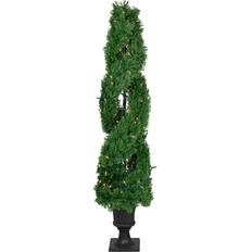 Christmas Trees Northlight 4.5' Pre-Lit Artificial Cedar Double Spiral Topiary in Urn Style Pot - Multicolor Christmas Tree