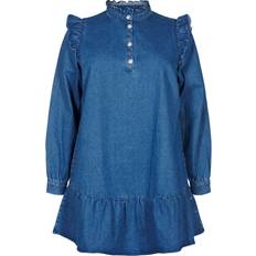 Zizzi Kjoler Zizzi Kjole eLova L/S Denim Abk Dress Blå