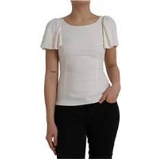 Women - XXXS Blouses Dolce & Gabbana White Viscose Round Neck Short Sleeves Top IT36