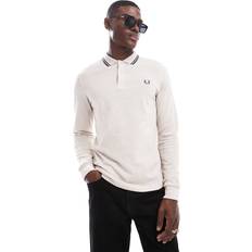 Luonnonväri Polo paidat Fred Perry Long Sleeve Twin Tipped Polo - Porridge Marl/Anchor Grey