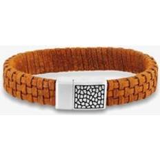 Brown Jewellery Tan Brown Woven Leather Bracelet OSB-2257SBN 20cm