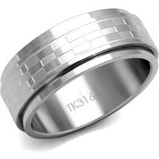 Grey - Men Rings Alamode Jewelry Alamode TK2942-13 Men High Polished Stainless Steel Ring with No Stone in No Stone