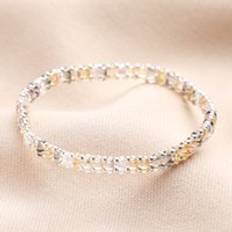 Lisa Angel Neutral Tones Glass Beaded Bracelet in Silver silver