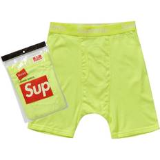 Supreme Men Underwear Supreme Supreme Hanes Boxer Briefs (2 Pack) Fluorescent Yellow