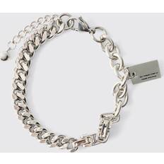 Rannekorut boohooMAN Chunky Chain Bracelet with Charm - Silver