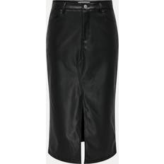 Effen kleur - Zwart Rokken Only Onlkiri Hw Lo Slit Faux Lea Skirt - Zwart