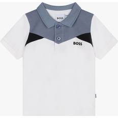 Babies Polo Shirts BOSS Boys White Colourblock Cotton Polo Shirt (12 month)