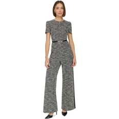 Tommy Hilfiger Jumpsuits & Overalls Tommy Hilfiger Women's Mixed-Media Belted Jumpsuit Black/Pearl