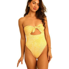 Yellow Swimsuits Dippin' Daisy's Women's Devon One Piece Golden ditsy (Medium)