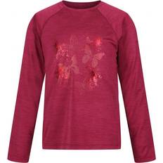 Girls - Red T-shirts Regatta Childrens Unisex Childrens/Kids Burnlee Butterflies Marl Long-Sleeved T-Shirt (Rumba Red) 15-16Y