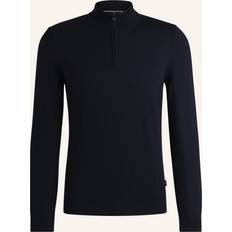 Blåa - Polotröjor BOSS Regular-fit zip-neck sweater in virgin wool