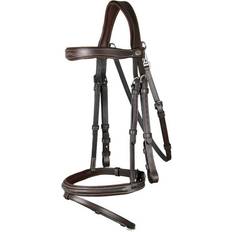 English Combined Riding Bridle With Snap Hook - Marron
