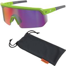 Purple Eye Protections Ergodyne Skullerz AEGIR-AFASPM Anti-Scratch And Enhanced Anti-Fog Safety Glasses, Size, Purple Mirror Lens/Lime