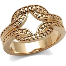 Precious Stone Women IP Rose Gold Brass Ring with AAA Grade CZ in Metallic Light Gold