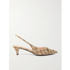 Gucci Heels & Pumps Gucci Horsebit GG Slingback Pumps - Beige
