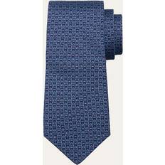 Cravates Ferragamo Ferragamo Men Ferragamo Monogram print silk tie Blue