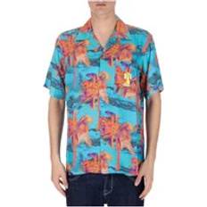 Diesel Herre Skjorter Diesel Palm Print Cuban Collar Shirt Multicolor