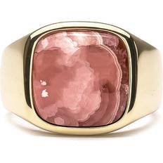 Unisex Rings IX Studios Cushion Signet Rhodocrosite Ring - Goldplated Silver