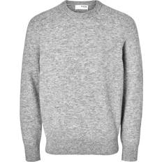 Selected Homme Herr Tröjor Selected Homme Långärmad Stickad Tröja Grå