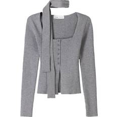 Clothing Bershka Strickjacke mit Schal grau