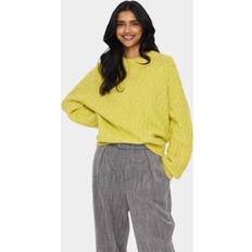 Knitted Sweaters - Yellow Jumpers Saint Tropez Geeta Cable Knit Wool Blend Jumper