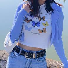 Leather Thick Grommet Belt Punk Chain Belt Y2K Girl Belts For Jeans Pants Ladies Waist Belt For Dresses Multicoloured One