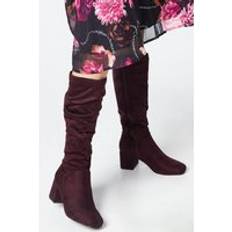 Red - Women High Boots Dorothy Perkins Kaya Ruched Knee High Boots Burgundy