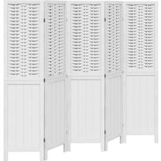 Room Dividers vidaXL 5 Panels Privacy Screen White Solid Wood Paulownia Room Divider