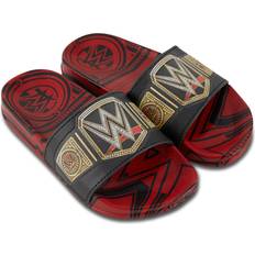 Slides WWE Boys Championship Belt Slides John Cena, Roman Reigns, Seth Rollins World Wrestling Champion Belt Slip On Slide Sandals (Red Black, 13)