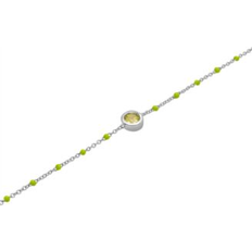 Macy's Green Bracelets Macy's Aquamarine (1/5 ct. t.w. & Enamel Bead Link Bracelet in Sterling Silver (Also in Additional Gemstones) PERIDOT (7 inches)