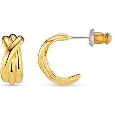 Orelia Polished Huggie Hoop Earrings, Pale Gold