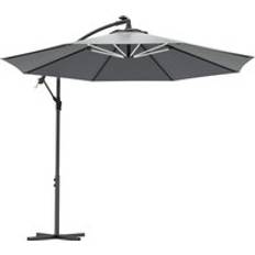 Parasols OutSunny LED Patio Banana Umbrella Cantilever Parasol 3 m - Grey