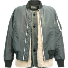Sacai Faux shearling-trimmed bomber jacket