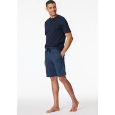 Einfarbig - Herren Schlafanzüge Schiesser Herren, Pyjama, Bermuda, Blau