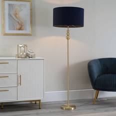 Blue Floor Lamps & Ground Lighting ValueLights Gold Standing With Navy Blue Drum Shade - One Size Floor Lamp