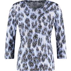 Gerry Weber Kläder Gerry Weber Tshirt 3/4 Sleeve Dam Kortärmade T-shirts Från Magasin Blue/black Leo Print