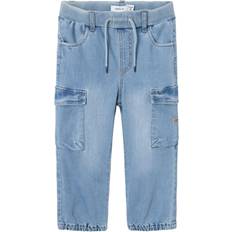 Name It Baggy Fit Cargo Jeans - Medium Blue Denim