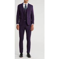 Purple Suits Gino Vitale Men's Skinny Fit Stretch 3-Piece Suit Plum (36R)